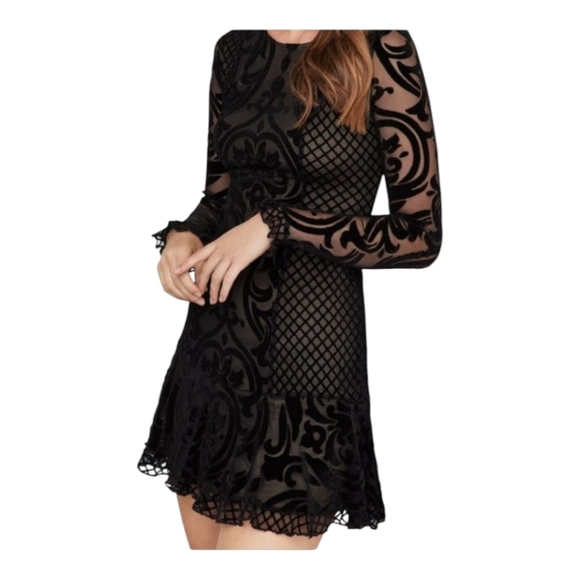 NWT BCBG MAXAZRIA Guinevere Velvet Burnout Dress - Picture 3 of 5